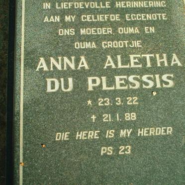 PLESSIS Francois Jacobus, du 1915-2003 &amp; Anna Aletha 1922-1988