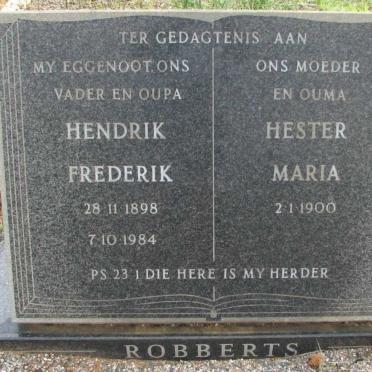 ROBBERTS Hendrik Frederik 1898-1984 &amp; Hester Maria 1900-