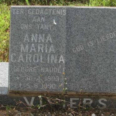 VIVIERS Anna Maria Carolina nee NAUDE 1903-1990