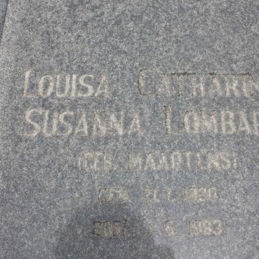 LOMBARD Louisa Catharina Susanna nee MAARTENS 19?-1983