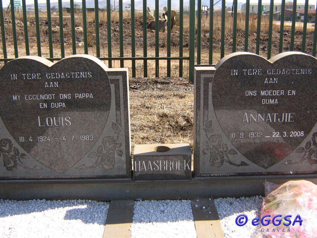 HAASBROEK Louis 1924-1983 &amp; Annatjie 1932-2008