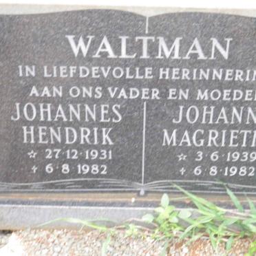 WALTMAN Johannes Hendrik 1931-1982 &amp; Johanna Magrietha 1939-1982