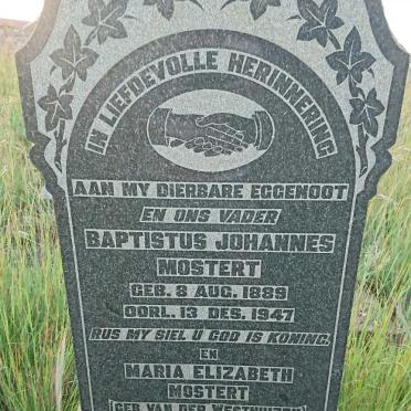 MOSTERT Baptistus Johannes 1889-1947 &amp; Maria Elizabeth VAN DER WESTHUIZEN 1888-1952