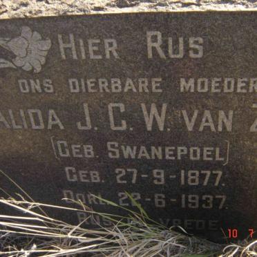 ZYL Alida J.C.W., van nee SWANEPOEL 1877-1937