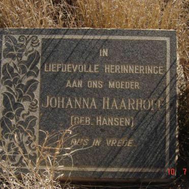 HAARHOFF Johanna nee HANSEN