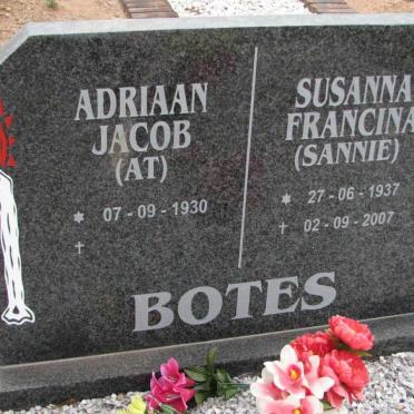 BOTES Adriaan Jacob 1930- &amp; Susanna Francina 1937-2007