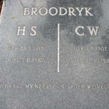 BROODRYK C.W.1907-1984 &amp; H.S.1915-1987