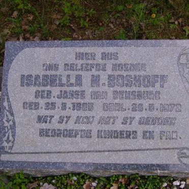 BOSHOFF Isabella H. nee JANSE VAN RENSBURG 1885-1972