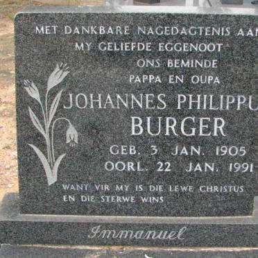 BURGER Johannes Philippus 1905-1991