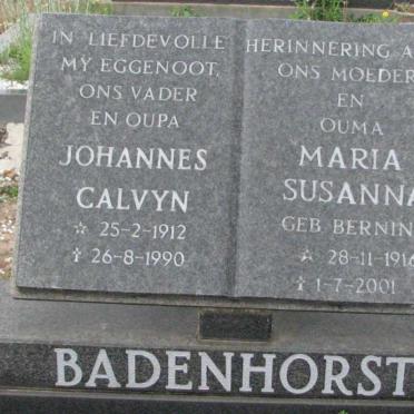BADENHORST Johannes Calvyn 1912-1990 &amp; Maria Susanna BERNING 1916-2001