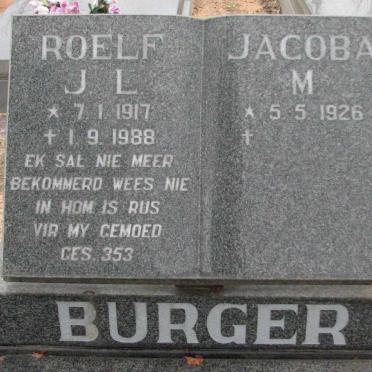 BURGER Roelf J.L. 1917-1988 &amp; Jacoba M. 1926-