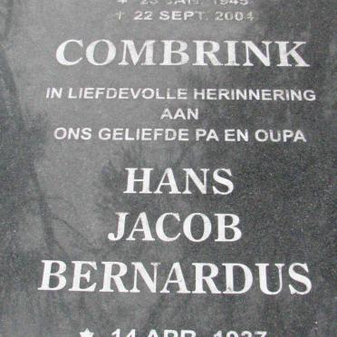 COMBRINK Hans Jacob Bernardus 1937-2007 &amp; Anna Maria 1945-2004
