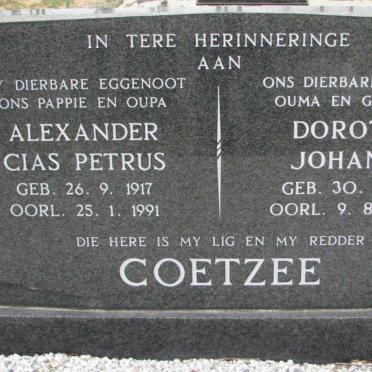 COETZEE Alexander Cias Petrus 1917-1991 &amp; Dorothy Johanna 1921-2009
