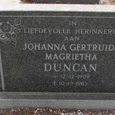 DUNCAN Johanna Gertruda Magrietha 1909-1983