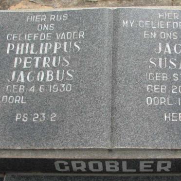 GROBLER Philippus Petrus Jacobus 1930- &amp; Jacoba Susanna STEVENS 1933-1980