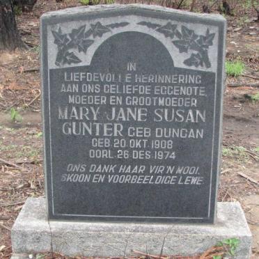 GUNTER Mary Jane Susan geb DUNCAN 1908-1974