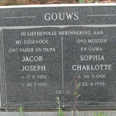 GOUWS Jacob Joseph 1902-1985 &amp; Sophia Charlotte 1906-1993