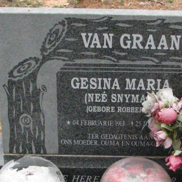GRAAN Gesina Maria, van nee SNYMAN gebore ROBBERTS 1913-??