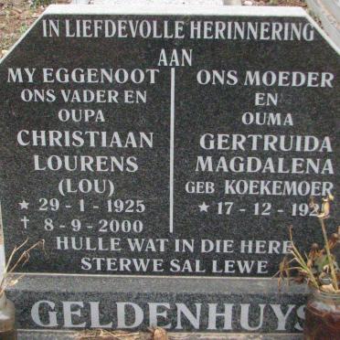 GELDENHUYS Christiaan Lourens 1925-2000 &amp; Gertruida Magdalena KOEKEMOER 1925-