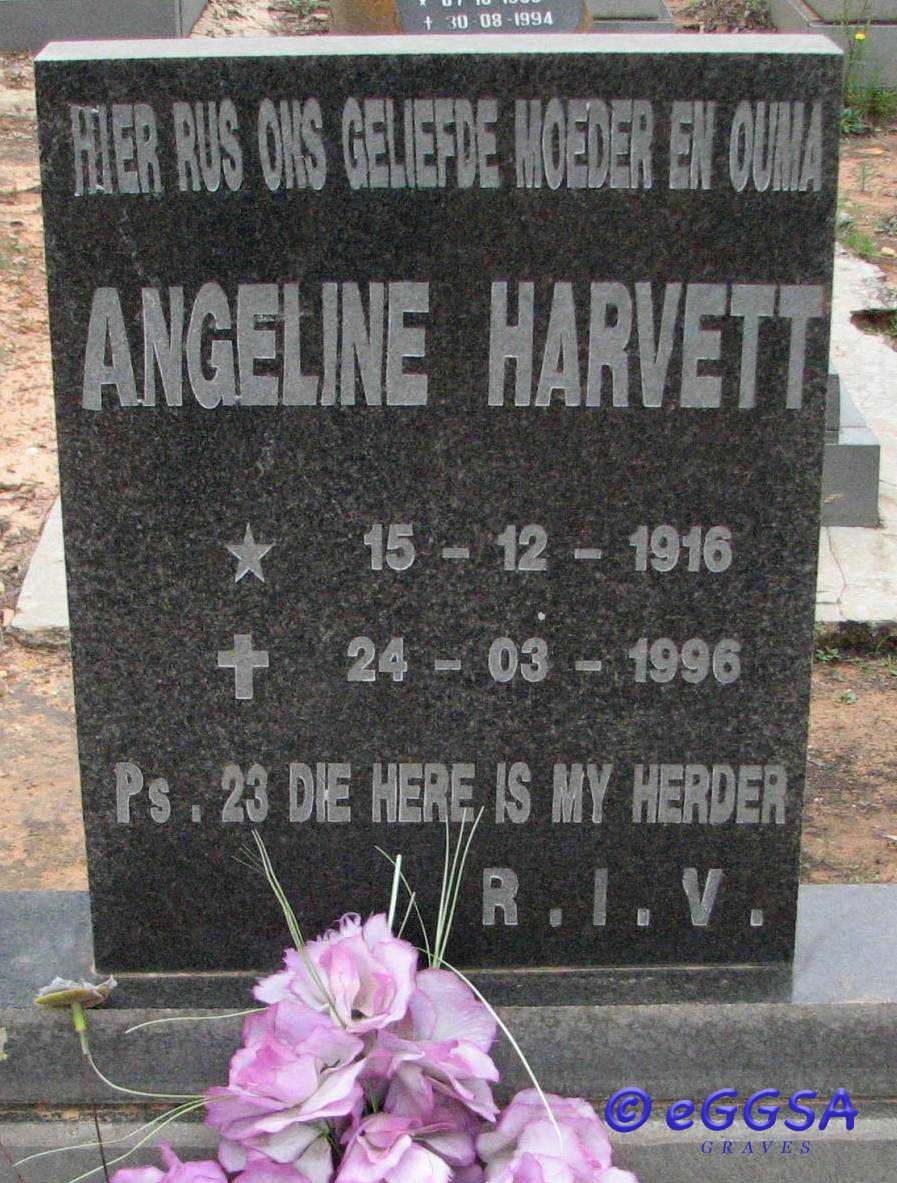 HARVETT Angeline 1916-1996