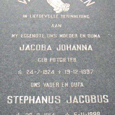 HEERDEN Stephanus Jacobus, van 1914-1998 &amp; Jacoba Johanna POTGIETER 1924-1997