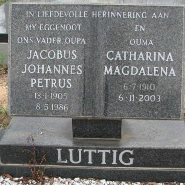 LUTTIG Jacobus Johannes Petrus 1905-1986 &amp; Catharina Magdalena 1910-2003