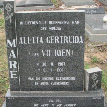 MARÉ Aletta Gertruida geb VILJOEN 1907-1996