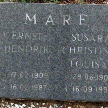 MARE Ernst Hendrik 1909-1987 &amp; Susara Christina Louisa 1909-1990