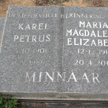 MINNAAR Karel Petrus 1906-1986 &amp; Maria Magdalena Elizabeth 1912-2005