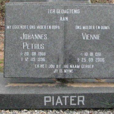 PIATER Johannes Petrus 1908-1996 &amp; Viennie 1918-2006