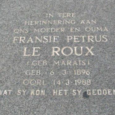 ROUX Fransie Petrus, le geb MARAIS 1896-1988