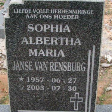RENSBURG Sophia Albertha Maria, Janse van 1957-2003
