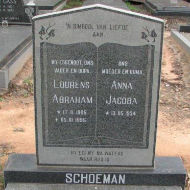 SCHOEMAN Lourens Abraham 1905-1995 &amp; Anna Jacoba 1934-