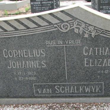 SCHALKWYK Cornelius Johannes, van 1925-1981 &amp; Catharina Elizabeth 1931-