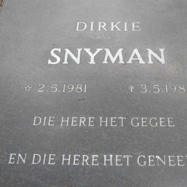 SNYMAN Dirkie 1981-1981
