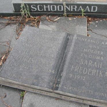 SCHOONRAAD Jeremias Christiaan 1922-1984 &amp; Sarah Frederika 1932-