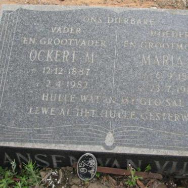VUUREN Ockert M., janse van 1887-1982 &amp; Maria J. 1981-1980