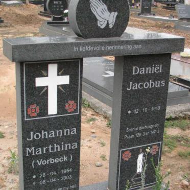 VENTER Daniel Jacobus 1949- &amp; Johanna Marthina VORBECK 1954-2003