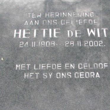 WIT Hettie, de 1908-2002