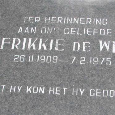 WIT Frikkie, de 1909-1975