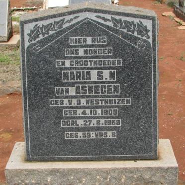 ASWEGEN Maria S.M., van nee V.D.WESTHUIZEN 1900-1958