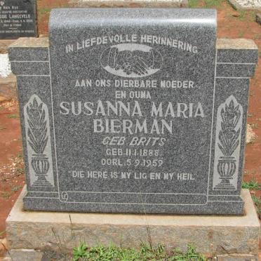 BIERMAN Susanna Maria nee BRITS 1888-1959