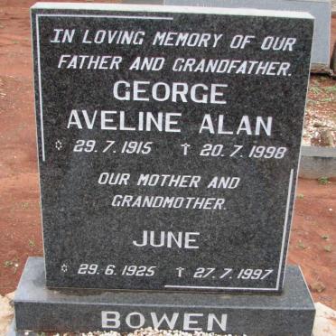 BOWEN George Aveline Alan 1915-1998 &amp; June 1925-1997