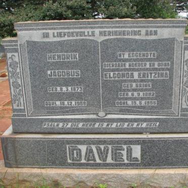 DAVEL Hendrik Jacobus 1873-1959 &amp; Elconda Eritzina BRINK 1882-1955