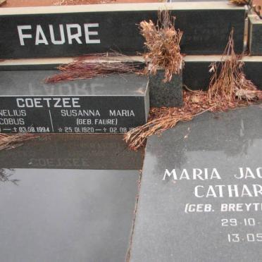FAURE Maria Jacomina Catharina nee BREYTENBACH 1895-1987 :: COETZEE Cornelius Jacobus 1920-1994 