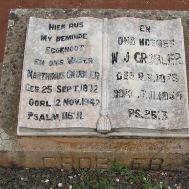 GROBLER Marthinus 1872-1942 &amp; W.J. 1878-1954