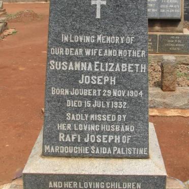 JOSEPH Susanna Elizabeth nee JOUBERT 1904-1932