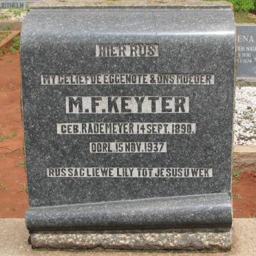 KEYTER H.D. 1885-1948 &amp; M.F. RADEMEYER 1890-1937