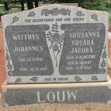 LOUW Matthys Johannes 1882-1957 &amp; Sussanna Susara Jacoba v.d. MERWE 1887-1956
