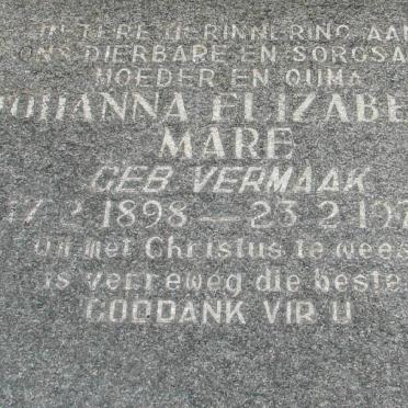MARE Johanna Elizabeth nee VERMAAK 1898-1977